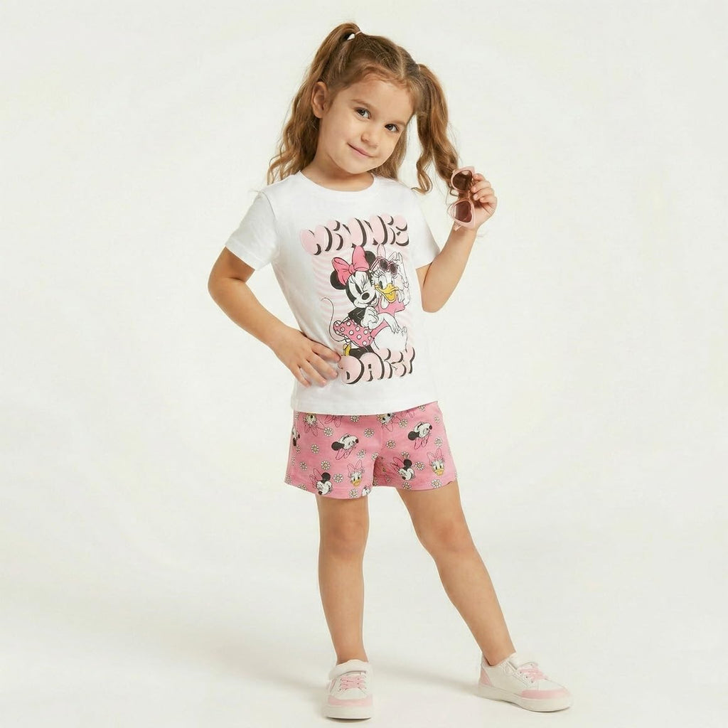 Disney Minnie Mouse Daisy Duck - Conjunto de camiseta de manga corta y pantalones cortos para niñas pequeñas y grandes