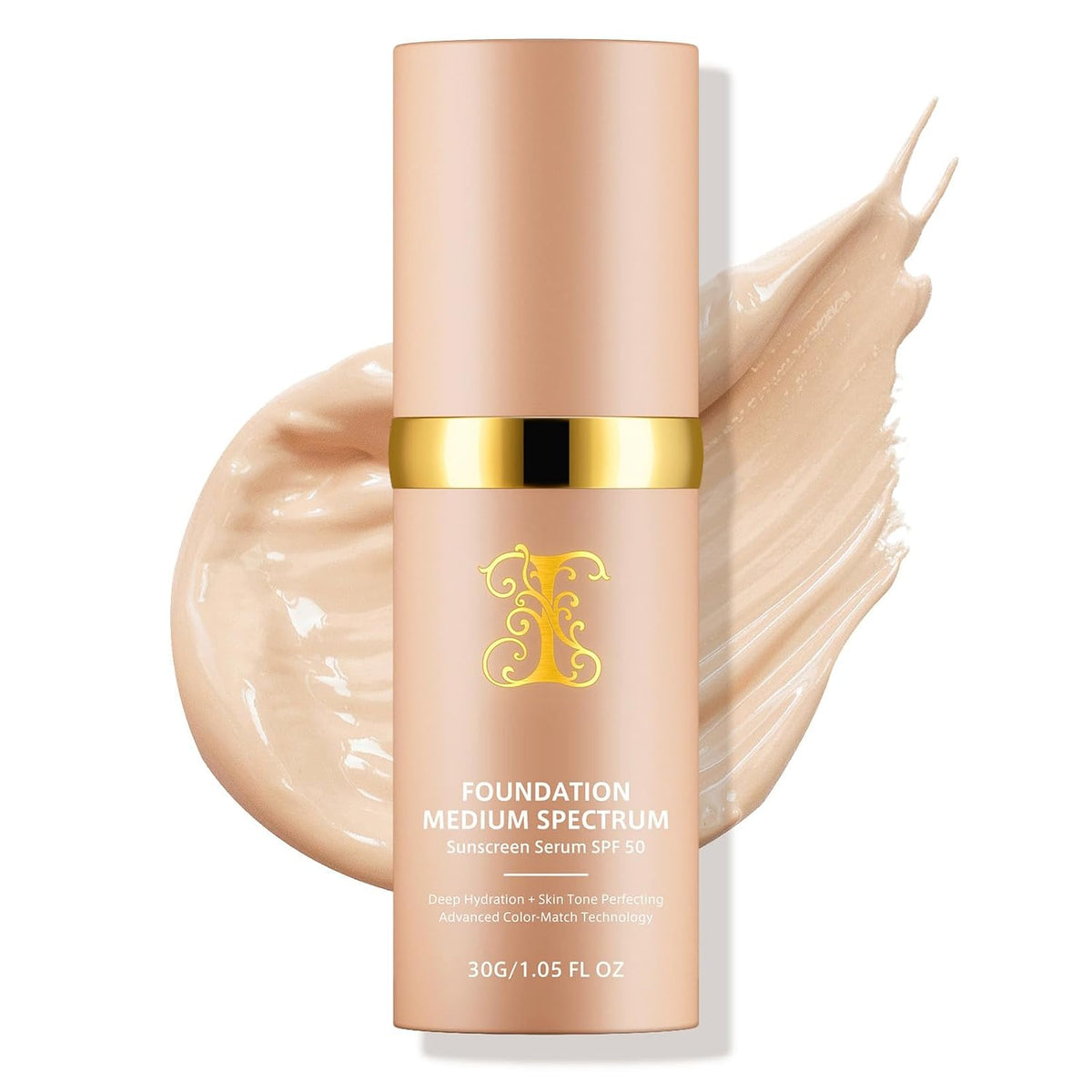 Base de maquillaje 4 en 1 que cambia de color con suero protector solar SPF 50, espectro ligero, duradero, impermeable e hidratante profundo para todo tipo de piel