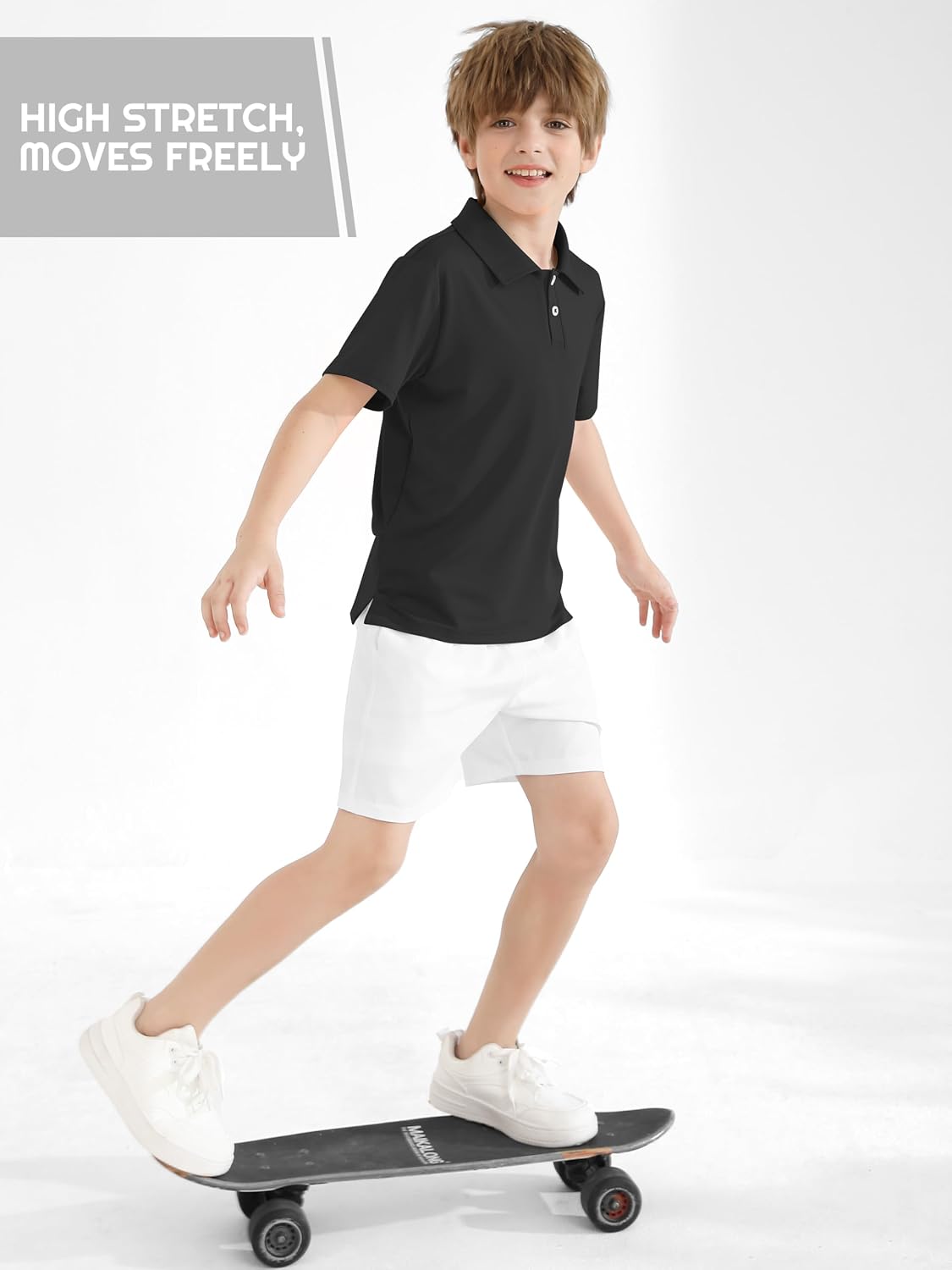 Resinta Paquete de 3 camisas de golf de manga corta para niños, secado rápido, secado rápido, para entrenamiento