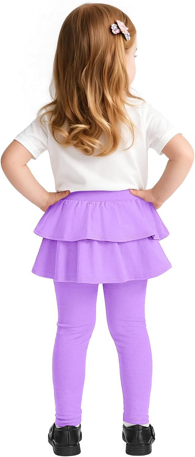 Witwot Paquete de 2 leggings tutú para niña, pantalones de algodón con falda con volantes, talla 18M-5T | Size 18M-5T Baby Girls Clothes