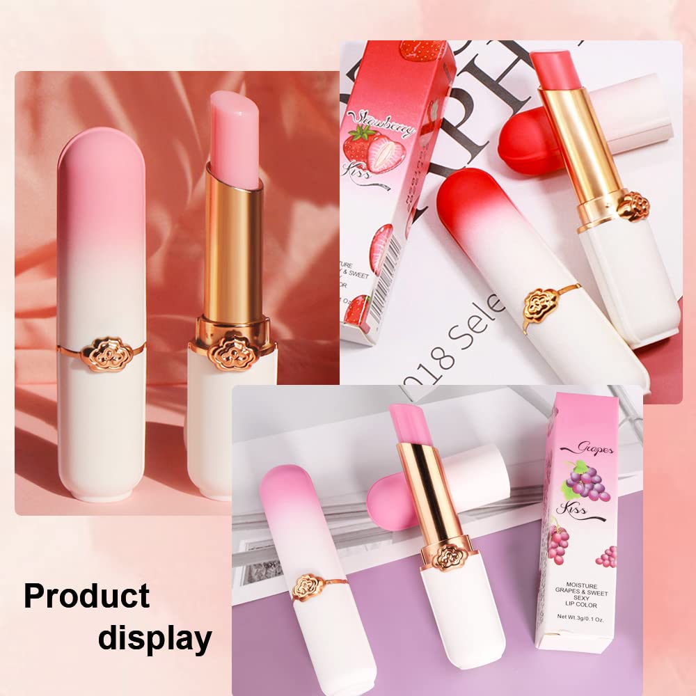 BINGBRUSH 6 piezas de lápiz labial que cambia de color con sabor a fruta, la reina, PH Mood, labios de larga duración, brillo labial, bálsamo labial, tinte mágico, maquillaje para mujer | Long-Lasting Comfort ,Personalized Shade,Deep Hydration,Fresh Looks