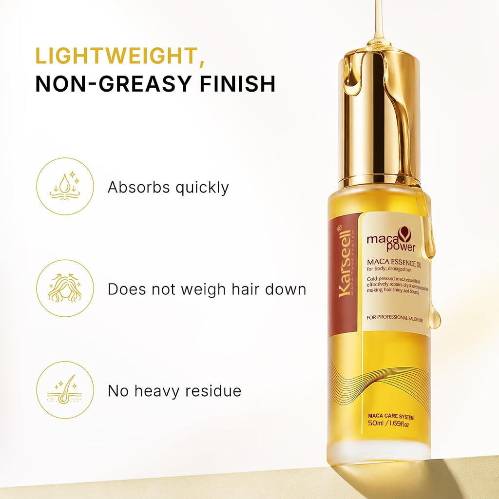 Karseell Aceite de Argán Marroquí 1.69 oz | para la curación del cabello prensado en frío aceite de argán sin peso suero para cabello seco dañado 1.7 fl oz