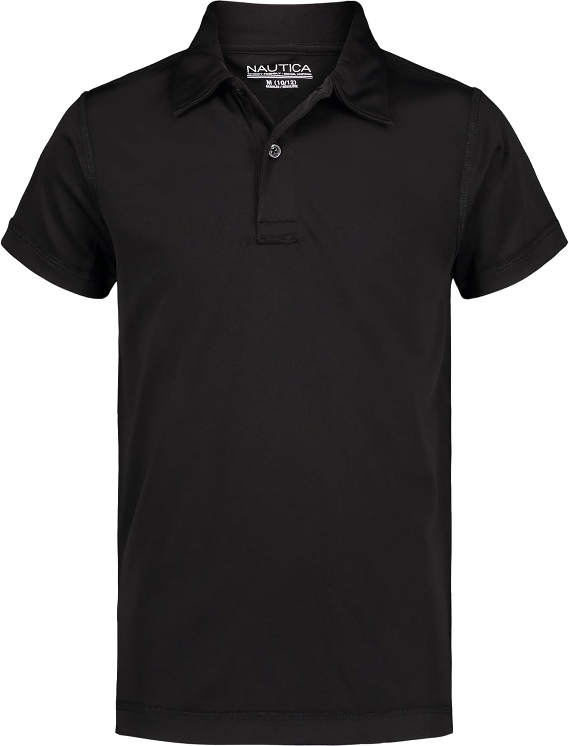 Nautica - Polo de uniforme escolar para niños, de manga corta, sensorial, cierre de botones, material de alto rendimiento que absorbe la humedad