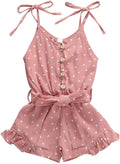Toddler Baby Girl Heart Print Suspender Romper Jumpsuit Playsuit Holiday Clothes Kids Summer Outfit