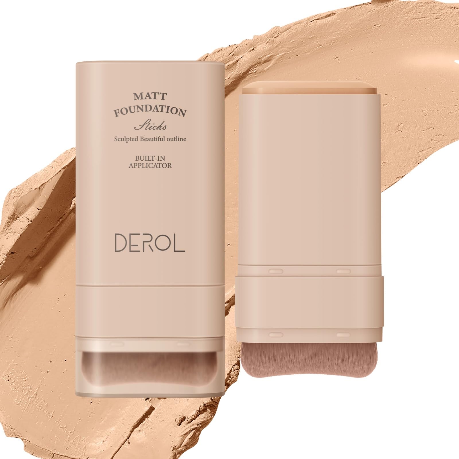 Flawless Eraser Foundation Stick, Lightweight Buildable Medium-to-Full Coverage Dual Ended Makeup Stick, Multi-Use Face Makeup Bar with brush, Natural Finish