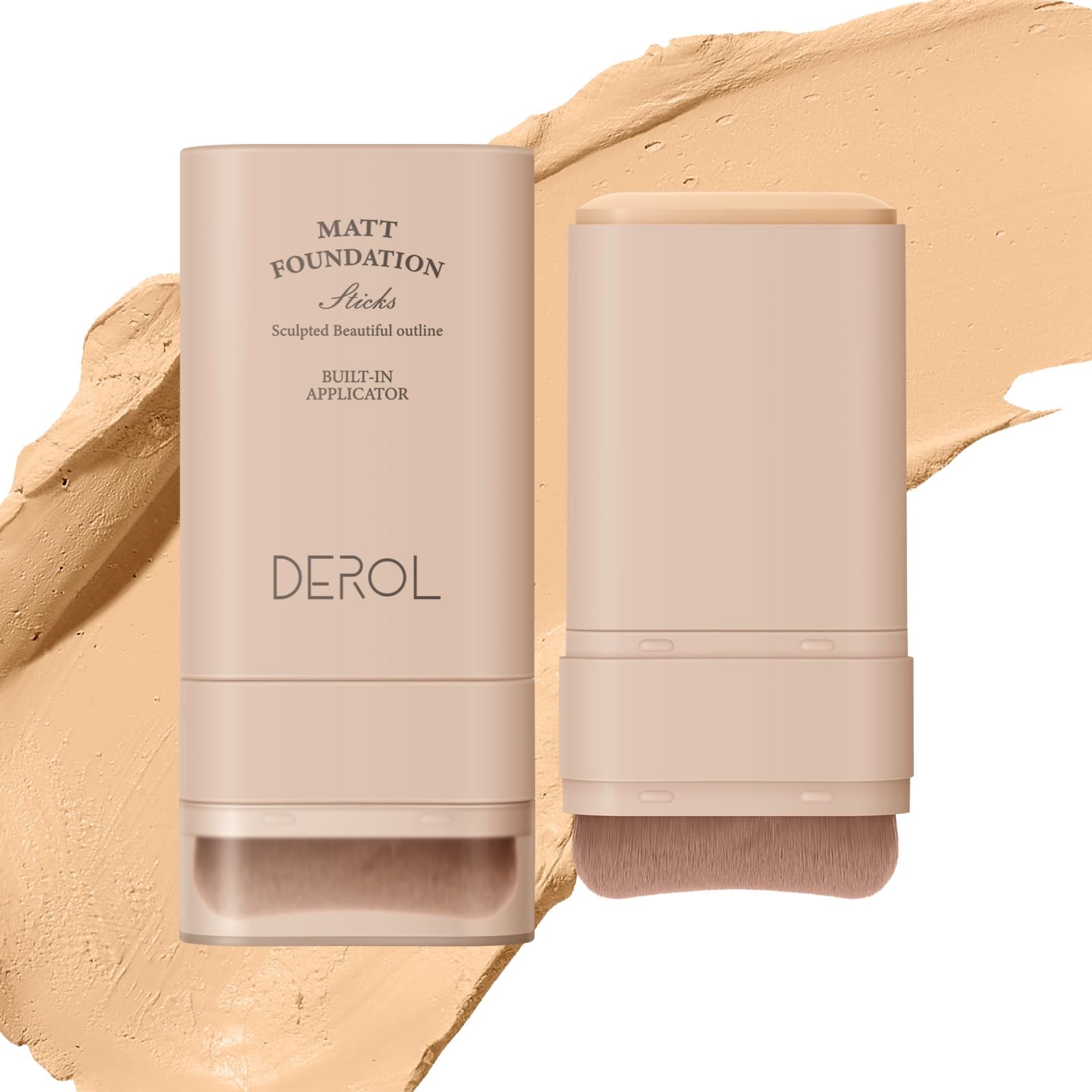 Flawless Eraser Foundation Stick, Lightweight Buildable Medium-to-Full Coverage Dual Ended Makeup Stick, Multi-Use Face Makeup Bar with brush, Natural Finish