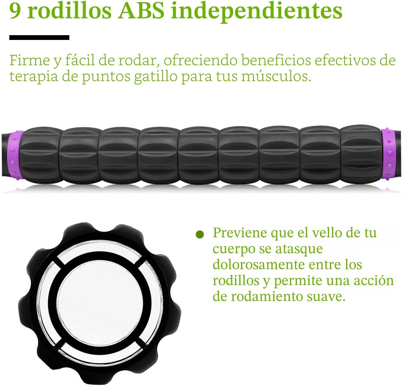 Rodillo de Masaje Muscular Bastón Rodillo de Masaje - Destructor de Fascia de Tejido Profundo para Alivio del Dolor Miofascial, Drenaje Linfático y Escultura Corporal, Herramienta Portátil de