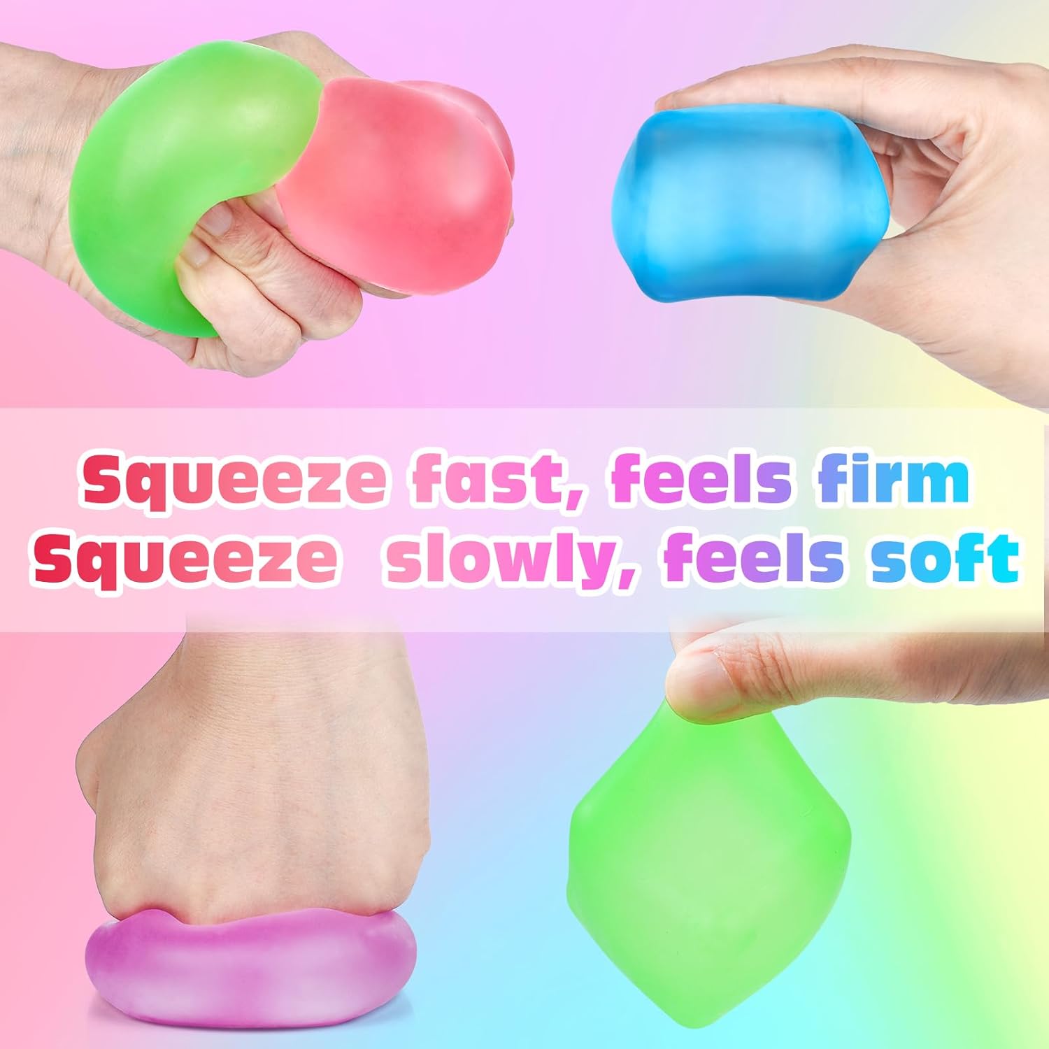 Paquete de 4 Cubos Antiestrés, Pelotas Antiestrés con Forma de Cubo de Hielo de Elevación Lenta para Adultos y Niños, Juguete Sensorial Fidget para Alivio de Ansiedad, Pelotas Blandas de Forma | Sensory Fidget Toy for Anxiety Relief, Square Shape Cube Squ