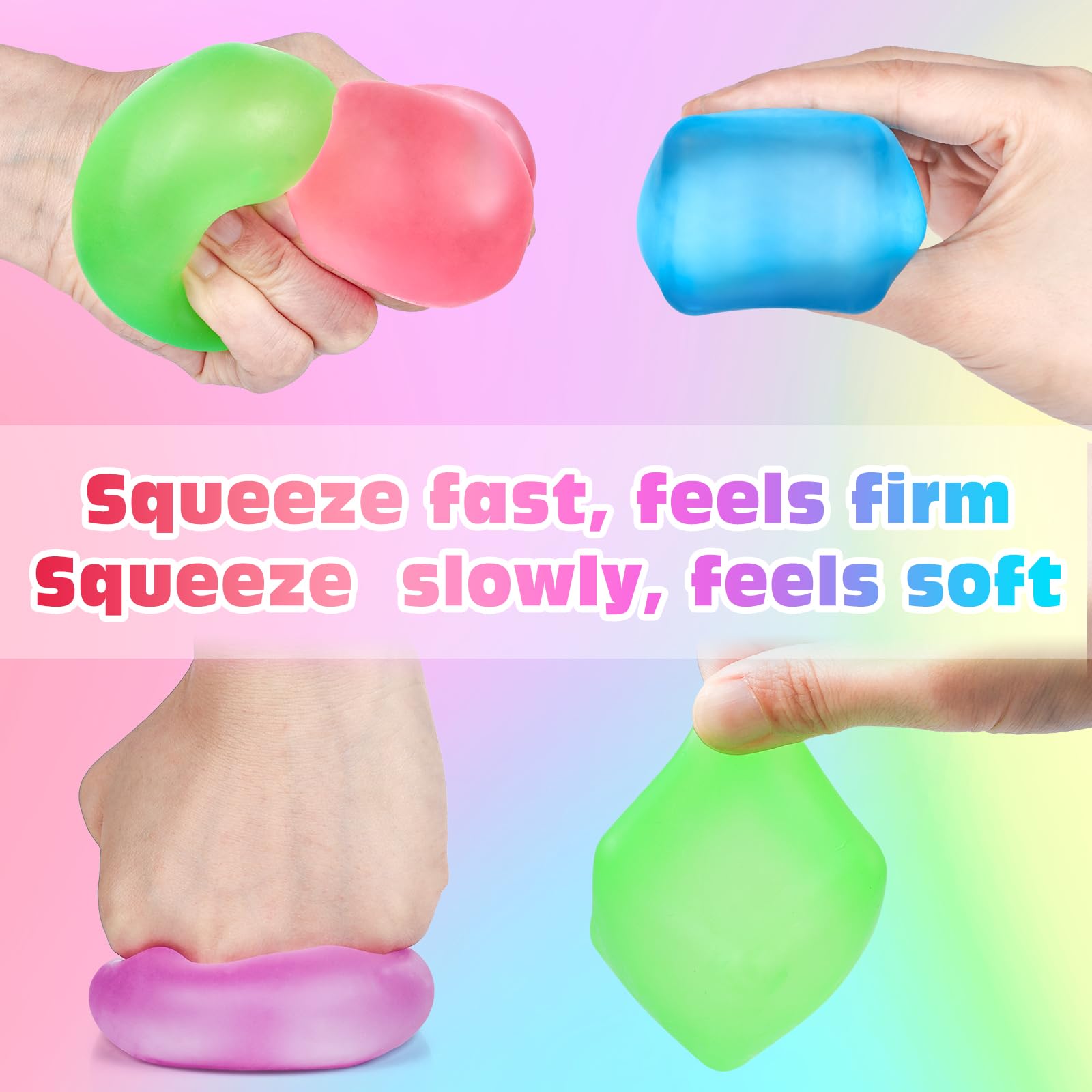Paquete de 4 Cubos Antiestrés, Pelotas Antiestrés con Forma de Cubo de Hielo de Elevación Lenta para Adultos y Niños, Juguete Sensorial Fidget para Alivio de Ansiedad, Pelotas Blandas de Forma | Sensory Fidget Toy for Anxiety Relief, Square Shape Cube Squ