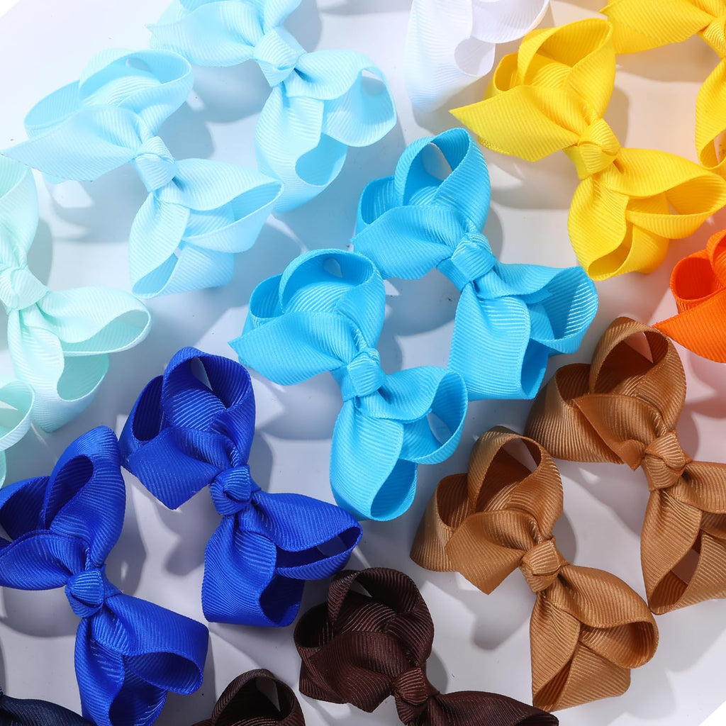 40PCS 3Inch Hair Bows for Girls,Hand-made Grosgrain Ribbon Hair Bow Alligator Clips Hair Accessories for Toddlers Baby Girls Kids Teens in Pairs
