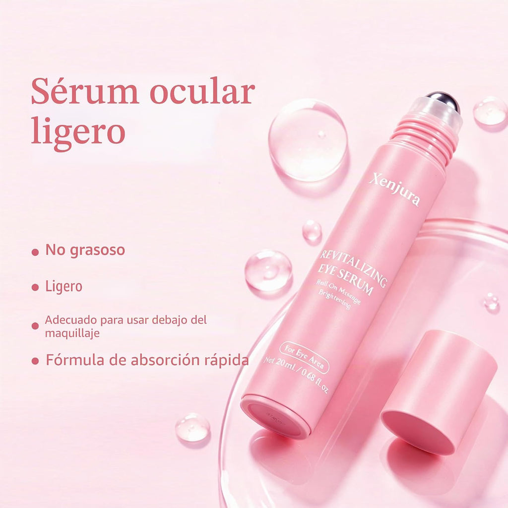 Suero de retinol y cafeína para debajo de los ojos, crema refrescante Xenjura para ojos hinchados y ojeras, removedor de arrugas antienvejecimiento para líneas finas, cuidado de la piel vegano (0.7 fl