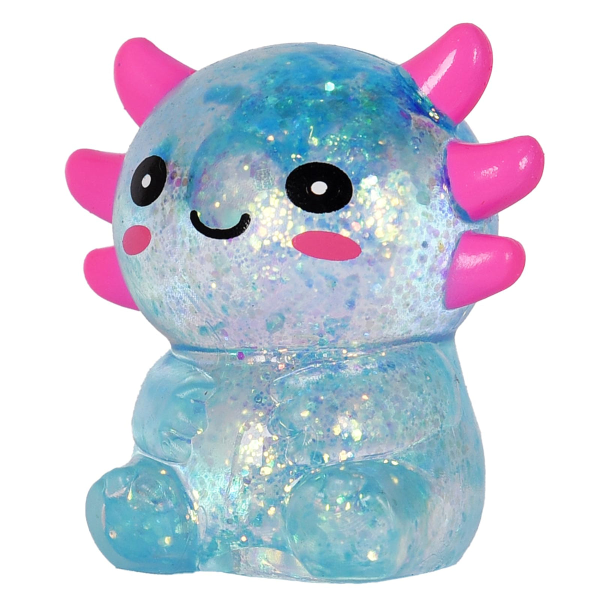 Axolotl - Juguete blando para aliviar el estrés – Lindo juguete para apretar con purpurina para niños y adultos, juguete sensorial para aliviar la ansiedad, recuerdo de fiesta de escritorio | Soft TPR, Floating Glitter, squeeze toy, busy hands, stress rel