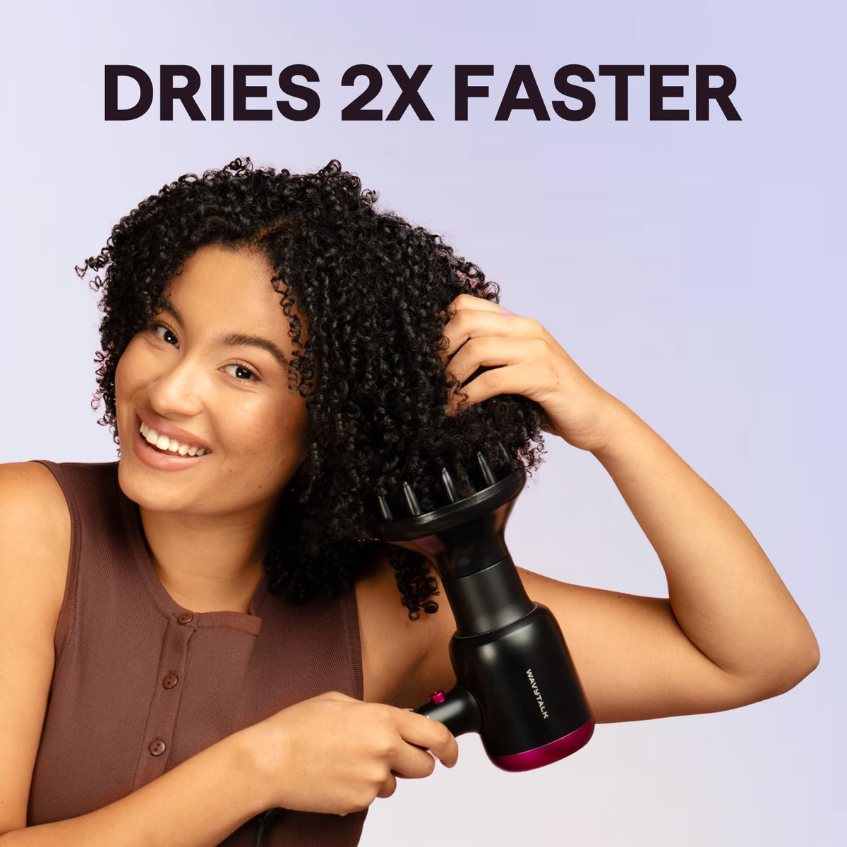 Secador de pelo Wavytalk con difusor, secador iónico Blown Away para cabello rizado con peine, secador de 1875 W de secado rápido con tecnología de cerámica, 3 accesorios para todo tipo de cabello | Secado rápido de 1875 W, 3 accesorios para todo tipo de