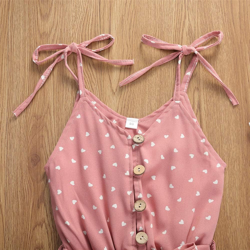 Toddler Baby Girl Heart Print Suspender Romper Jumpsuit Playsuit Holiday Clothes Kids Summer Outfit