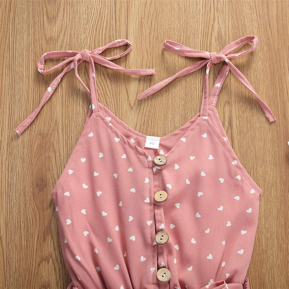 Toddler Baby Girl Heart Print Suspender Romper Jumpsuit Playsuit Holiday Clothes Kids Summer Outfit