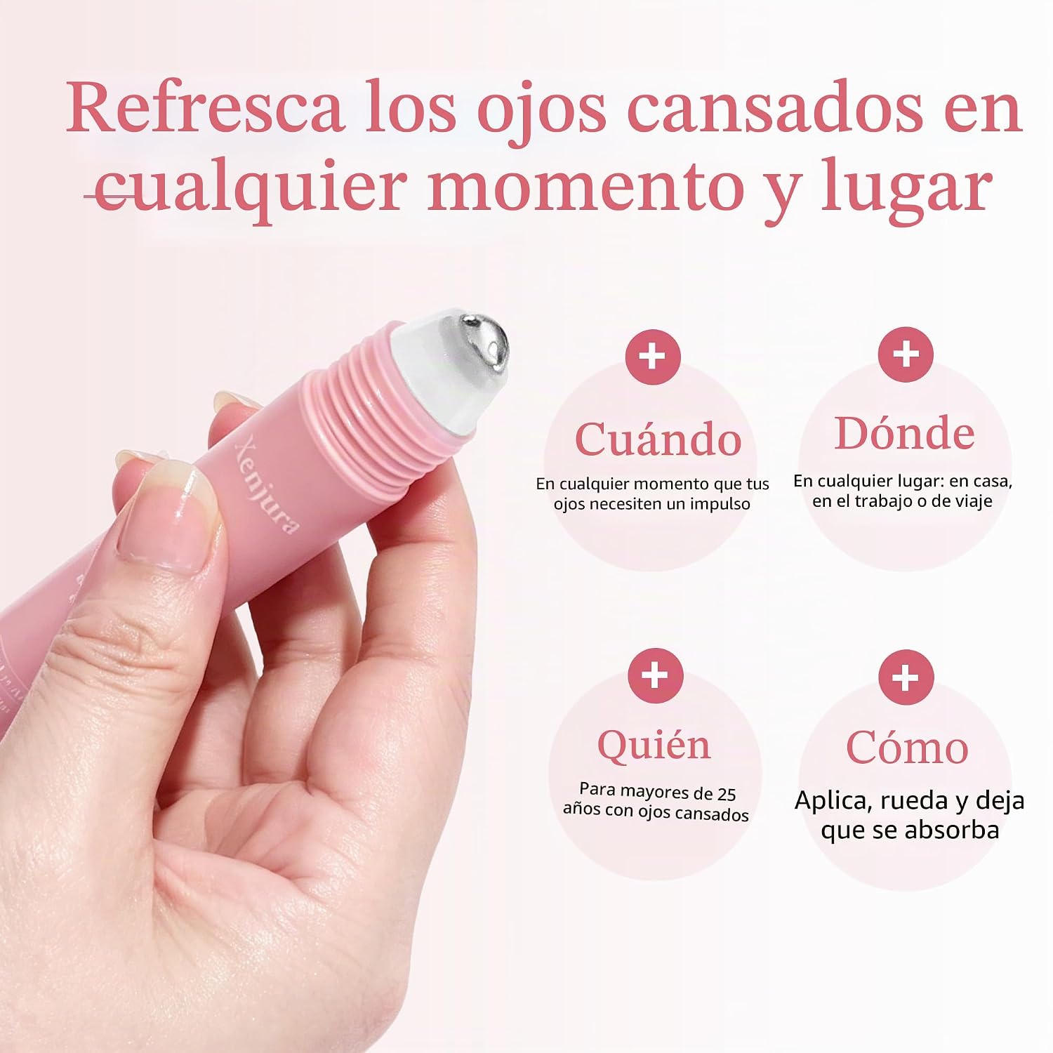 Suero de retinol y cafeína para debajo de los ojos, crema refrescante Xenjura para ojos hinchados y ojeras, removedor de arrugas antienvejecimiento para líneas finas, cuidado de la piel vegano (0.7 fl