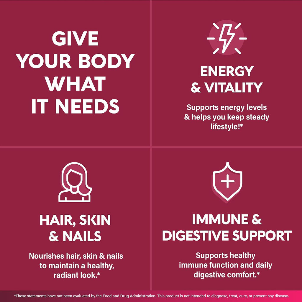 Multivitamínico para mujer - Complejo B | Alimentos integrales | Apoyo al crecimiento del cabello | Digestión y metabolismo | Hierro - Multivitamínico 47 en 1 para mujer - Biodisponible y suave para | Womens Multivitamin - Whole Foods | Hair Growth Suppor