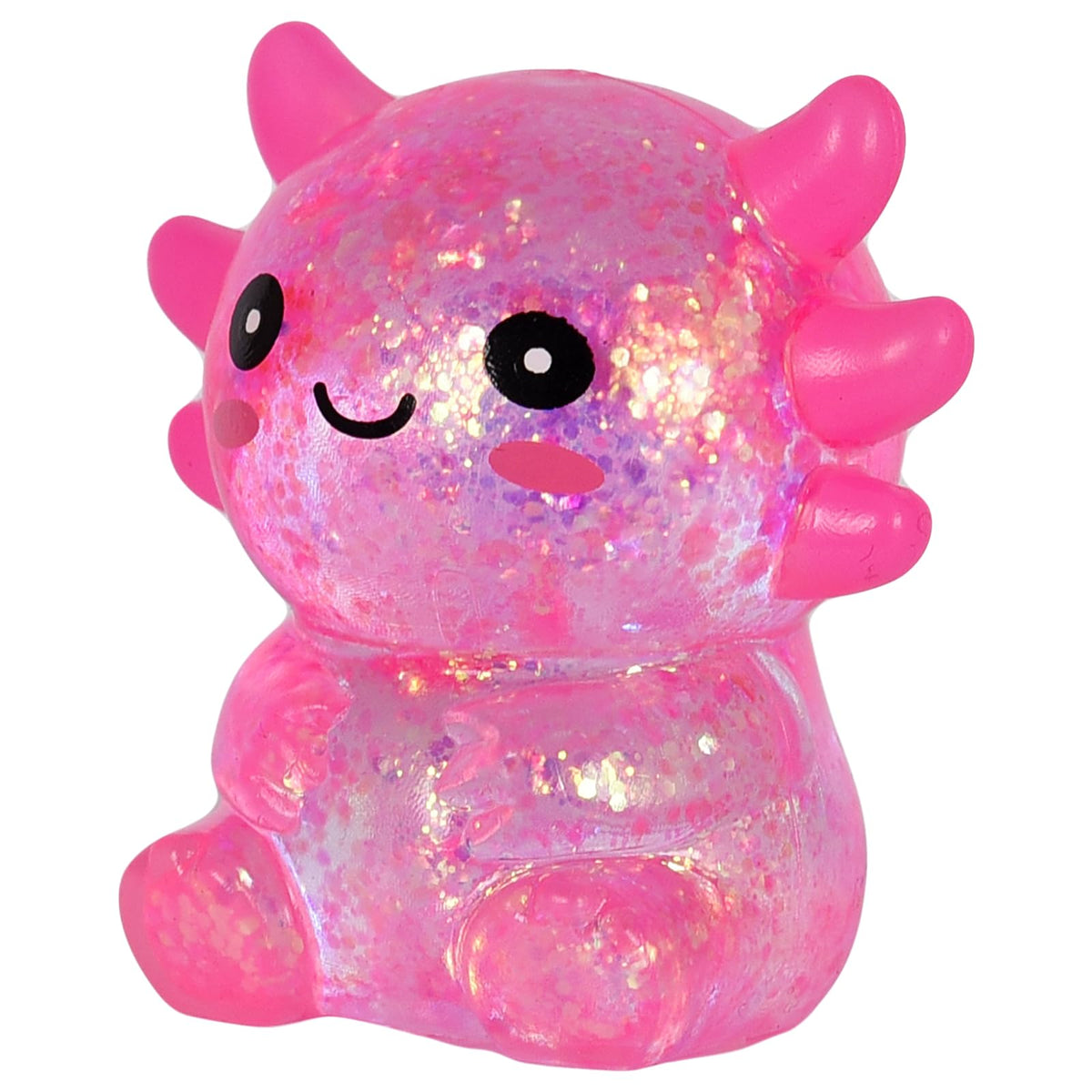 Axolotl - Juguete blando para aliviar el estrés – Lindo juguete para apretar con purpurina para niños y adultos, juguete sensorial para aliviar la ansiedad, recuerdo de fiesta de escritorio | Soft TPR, Floating Glitter, squeeze toy, busy hands, stress rel