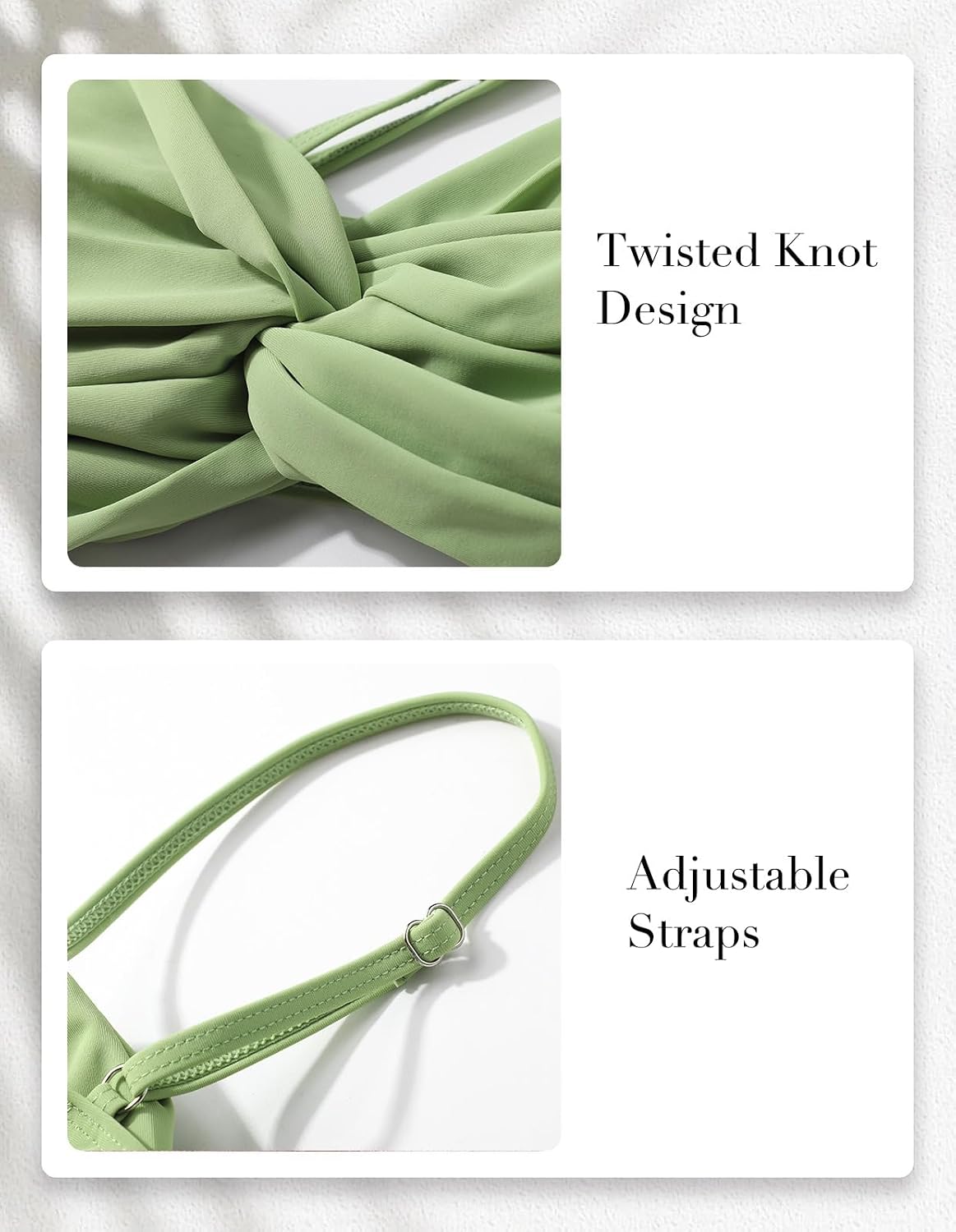 Conjunto de bikini de dos piezas para mujer, traje de baño con control de abdomen, cintura alta, cuello en V, ropa de playa, correas frontales torcidas