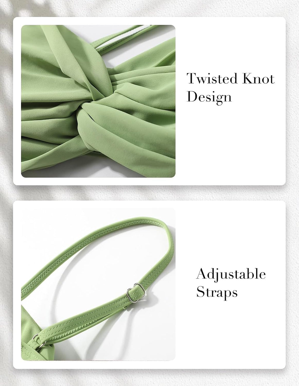 Conjunto de bikini de dos piezas para mujer, traje de baño con control de abdomen, cintura alta, cuello en V, ropa de playa, correas frontales torcidas
