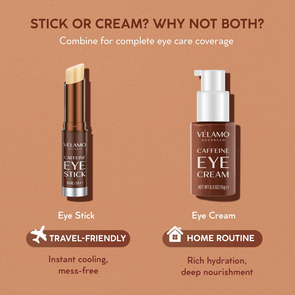 VELAMO ADVANCED Caffeine Eye Cream for Dark Circles, Puffiness & Under Eye Bags – Energizing & Depuffing Under Eye Cream to Smooth Wrinkles & Fine Lines – Dermatologist Tested 0.5 OZ/15g