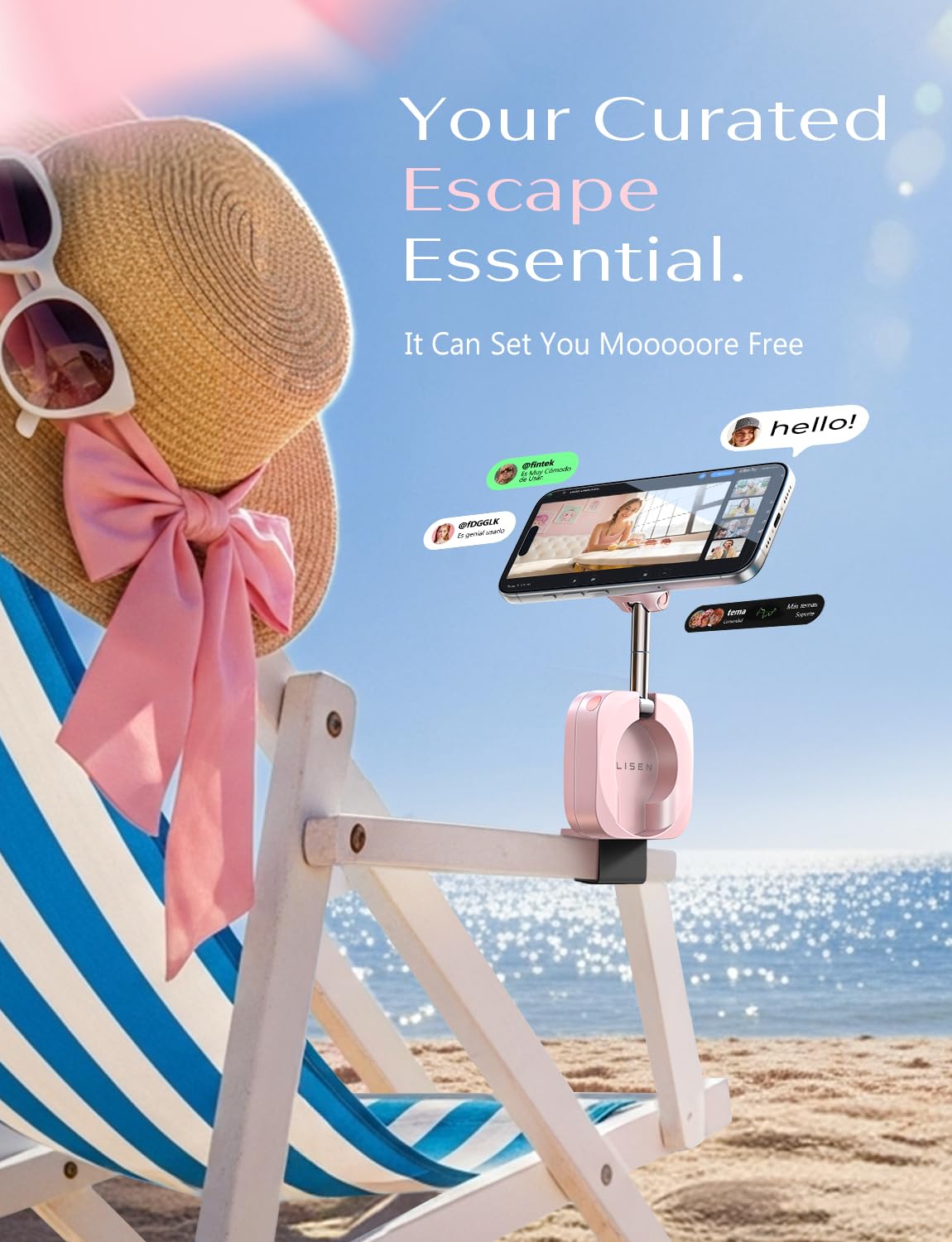 LISEN - Soporte de teléfono para el escritorio de viaje en avión | Phone Stand Hands Free MagSafe Travel Accessories Flying Long Flight Essentials Airplane Gadgets Gifts for Men