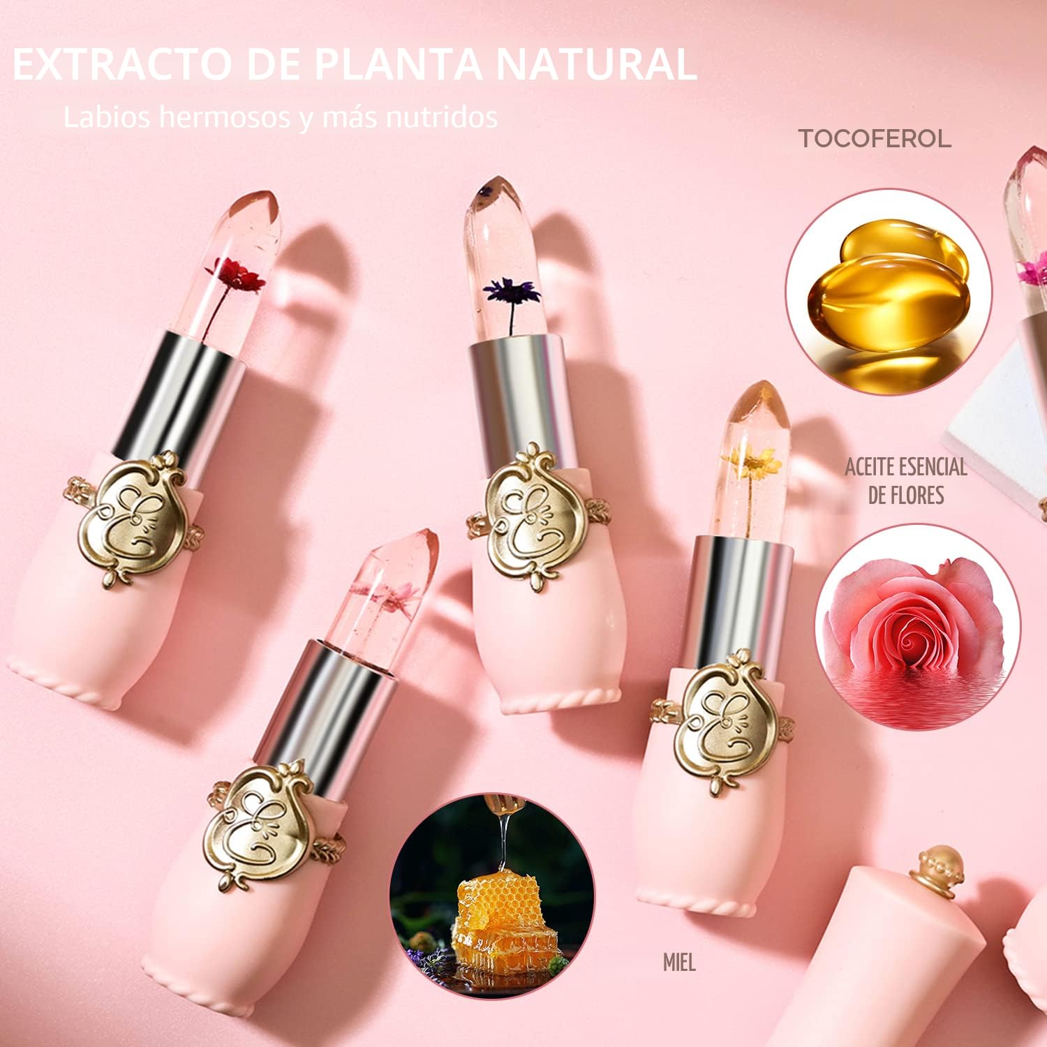 KAILIJUMEI Humectante de labios cuidado Surplus Bright Flower lápiz labial de jalea, Jelly