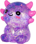 Axolotl - Juguete blando para aliviar el estrés – Lindo juguete para apretar con purpurina para niños y adultos, juguete sensorial para aliviar la ansiedad, recuerdo de fiesta de escritorio | Soft TPR, Floating Glitter, squeeze toy, busy hands, stress rel