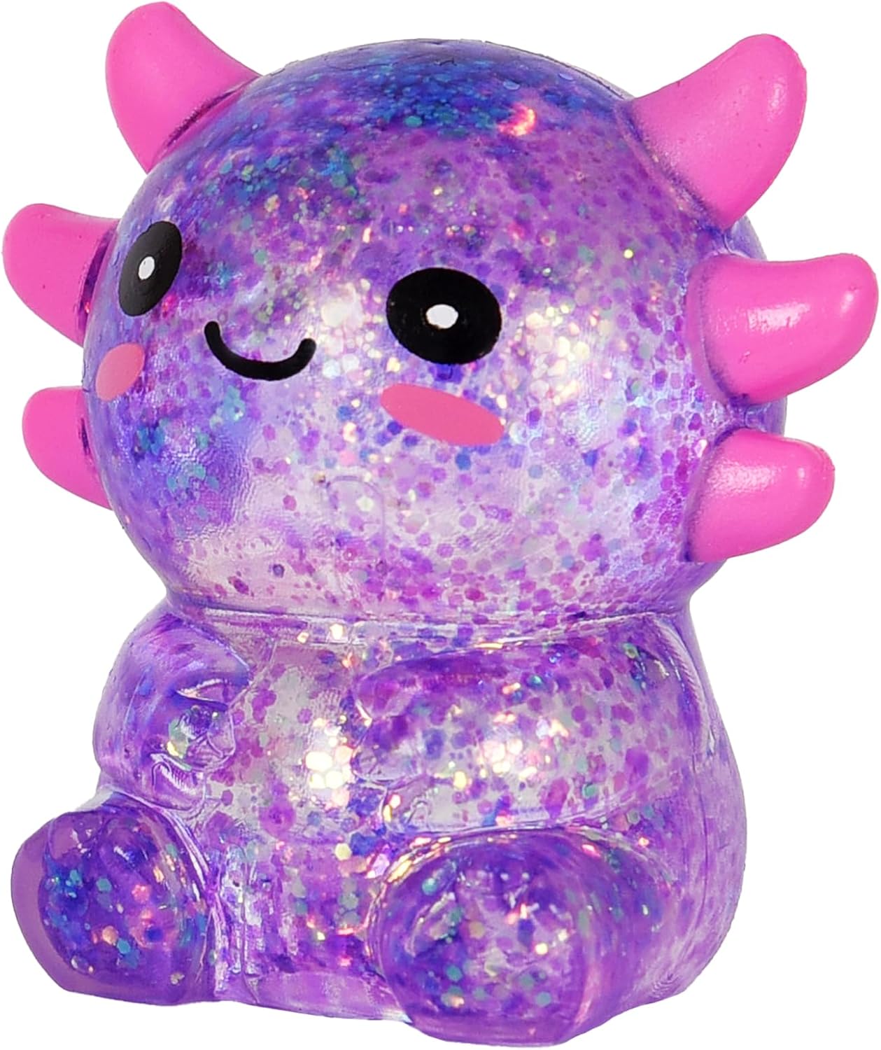 Axolotl - Juguete blando para aliviar el estrés – Lindo juguete para apretar con purpurina para niños y adultos, juguete sensorial para aliviar la ansiedad, recuerdo de fiesta de escritorio | Soft TPR, Floating Glitter, squeeze toy, busy hands, stress rel