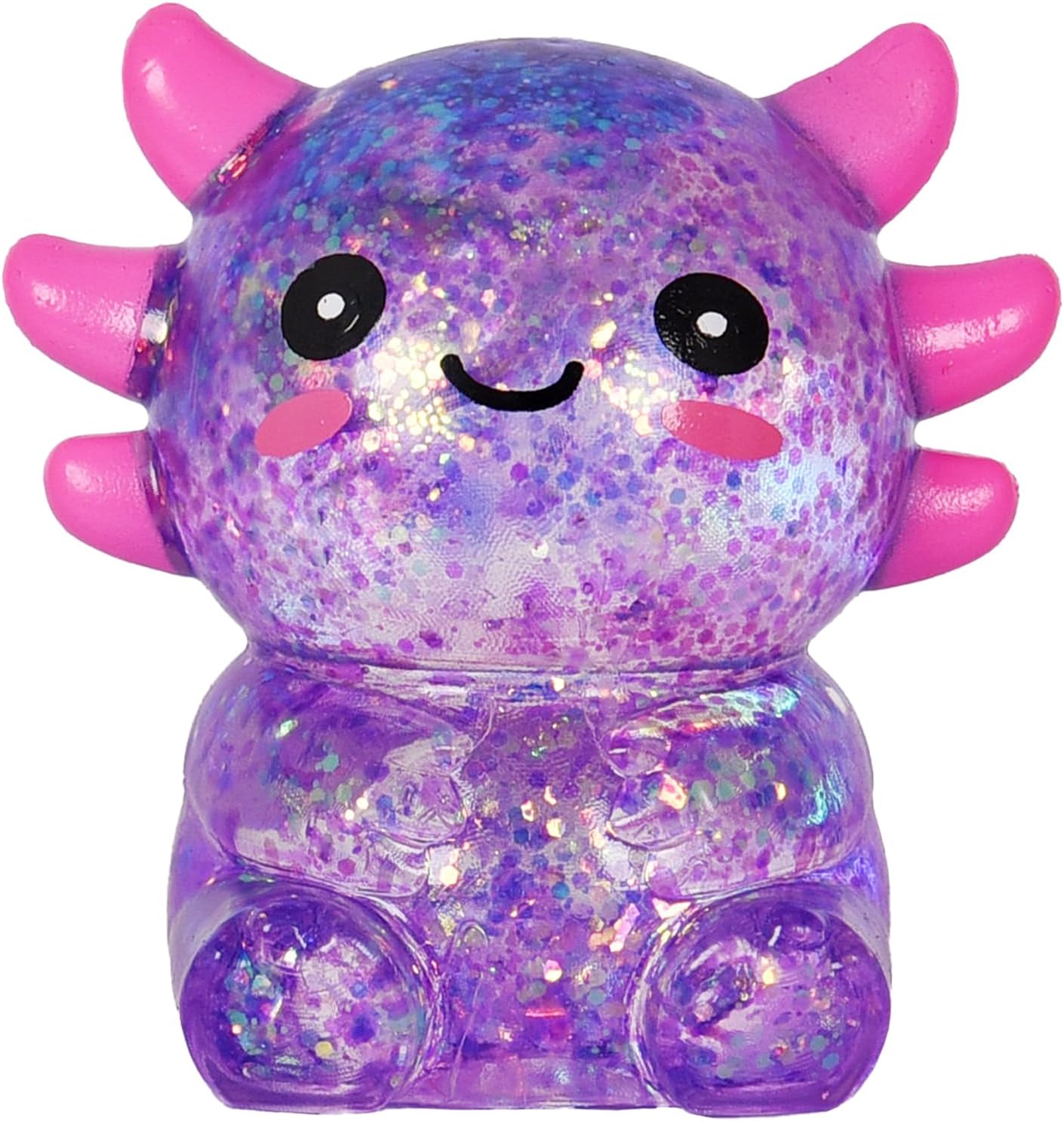Axolotl - Juguete blando para aliviar el estrés – Lindo juguete para apretar con purpurina para niños y adultos, juguete sensorial para aliviar la ansiedad, recuerdo de fiesta de escritorio | Soft TPR, Floating Glitter, squeeze toy, busy hands, stress rel