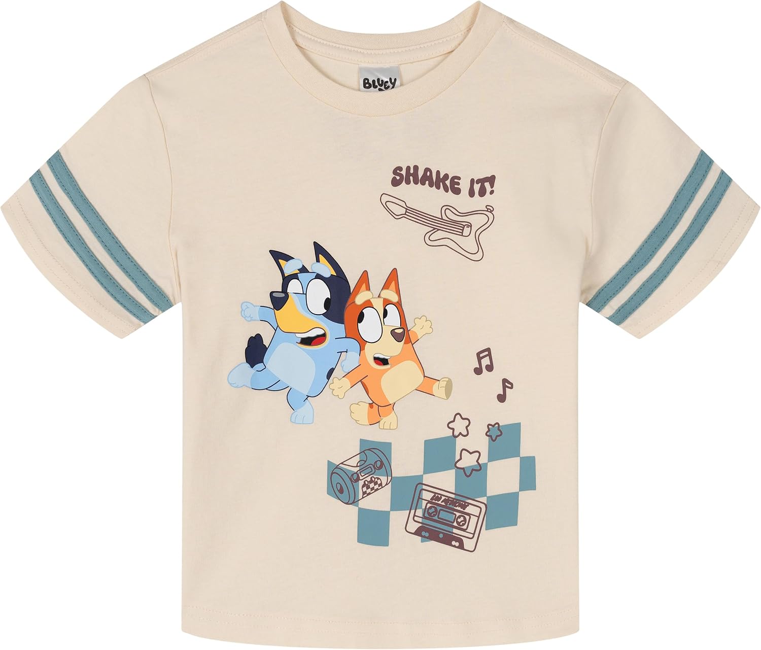 Bluey - Conjunto de camiseta con hombros caídos y pantalones cortos para niños de tamaños de bebé a grandes (2T - 10-12)