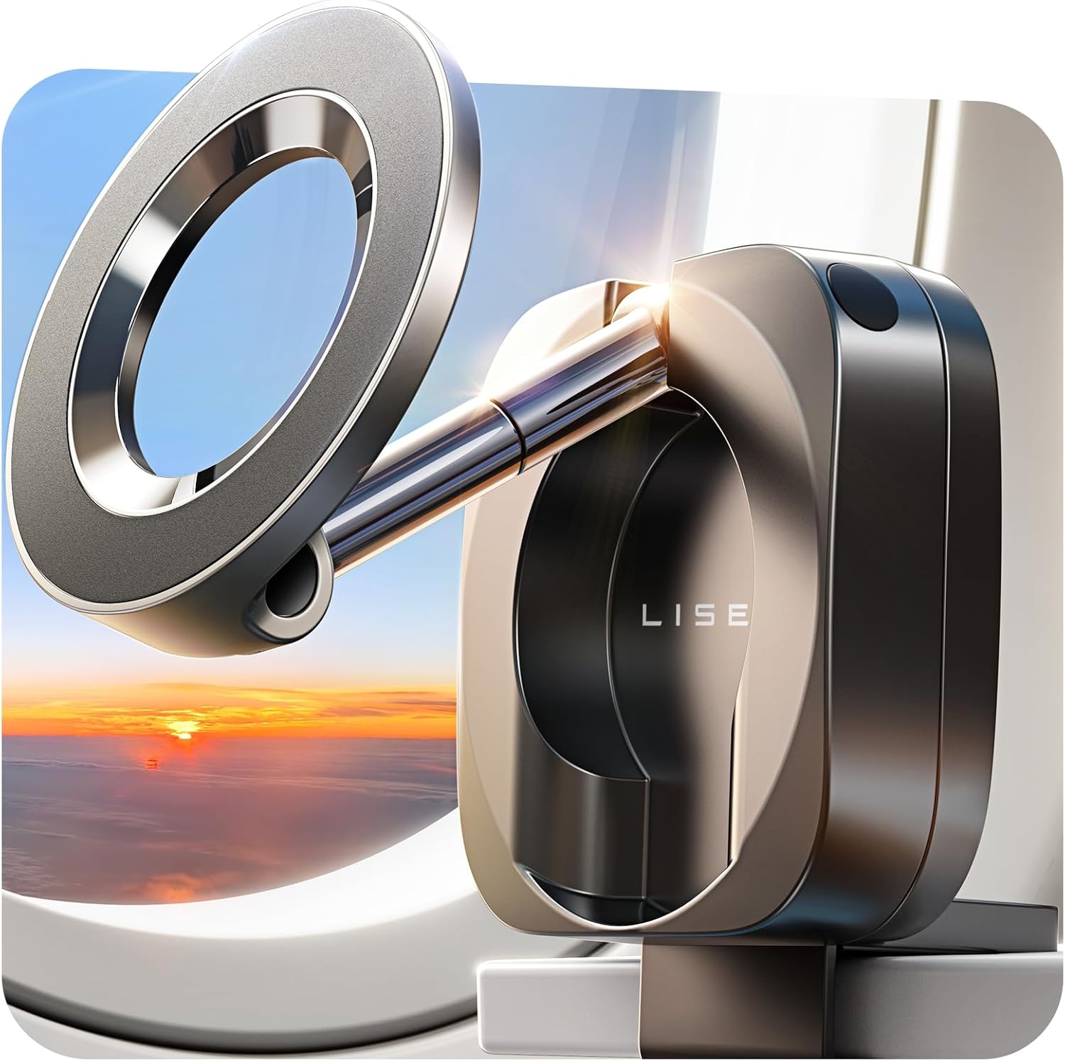 LISEN - Soporte de teléfono para el escritorio de viaje en avión | Phone Stand Hands Free MagSafe Travel Accessories Flying Long Flight Essentials Airplane Gadgets Gifts for Men