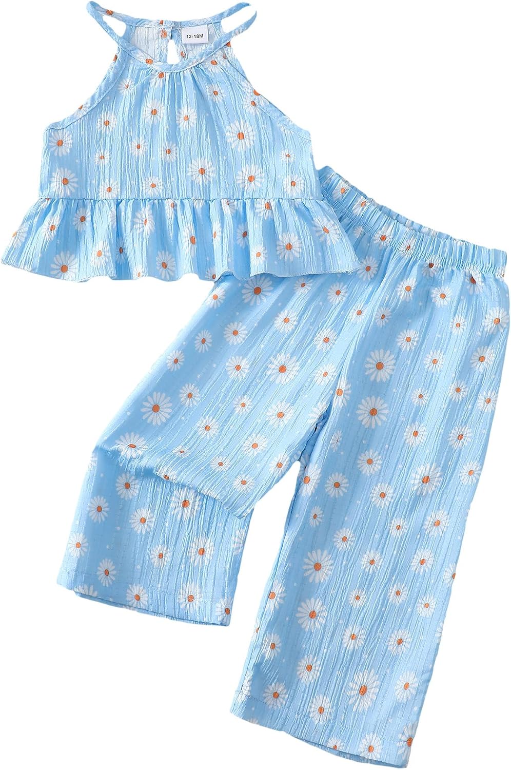 Kucnuzki Ropa de bebé niña pequeña trajes de verano Cami volantes halter tops pantalones de pierna ancha niños conjunto de ropa floral