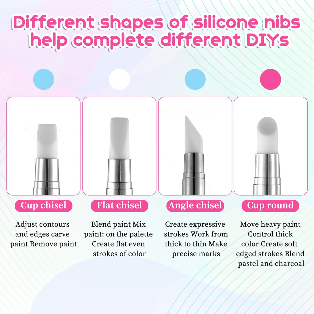 3 bolígrafos de escultura para arte de uñas, herramientas de uñas de silicona de doble punta, cabeza de silicona, pinceles de arte de uñas con mango acrílico, bolígrafo de tallado de esmalte de uñas | Silicone Head Acrylic Handle Nail Art Brushes, Rhinest