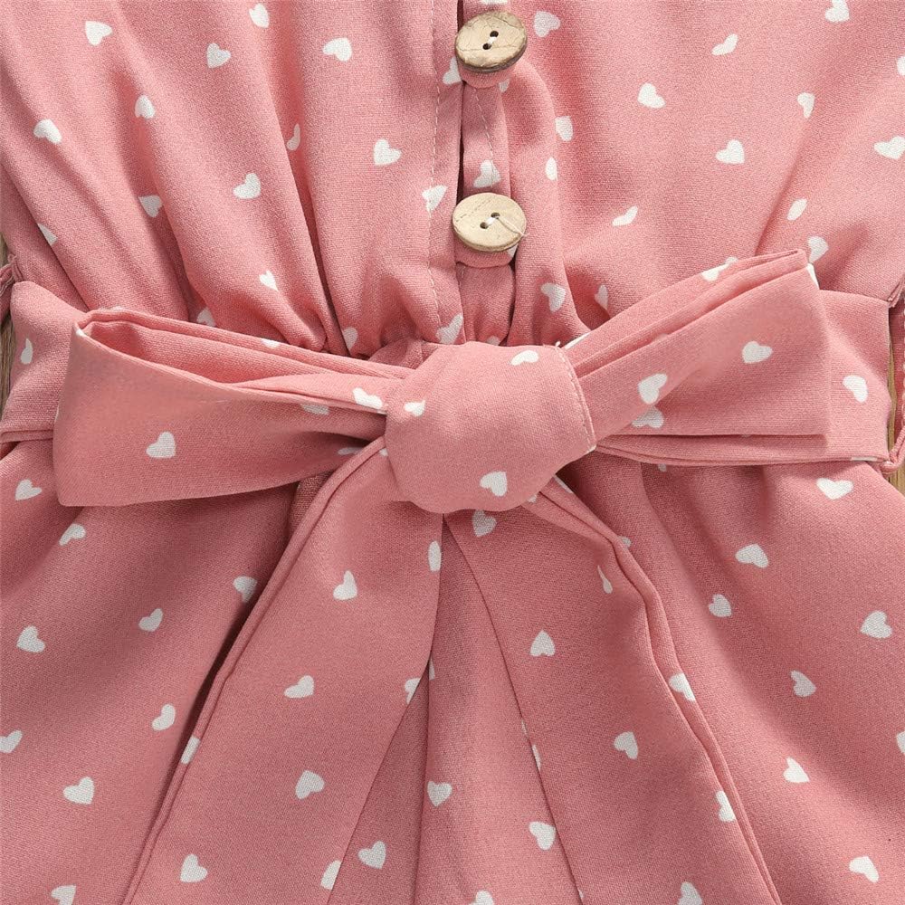 Toddler Baby Girl Heart Print Suspender Romper Jumpsuit Playsuit Holiday Clothes Kids Summer Outfit
