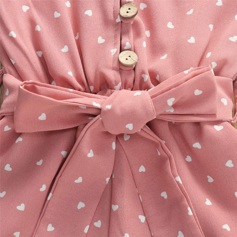 Toddler Baby Girl Heart Print Suspender Romper Jumpsuit Playsuit Holiday Clothes Kids Summer Outfit