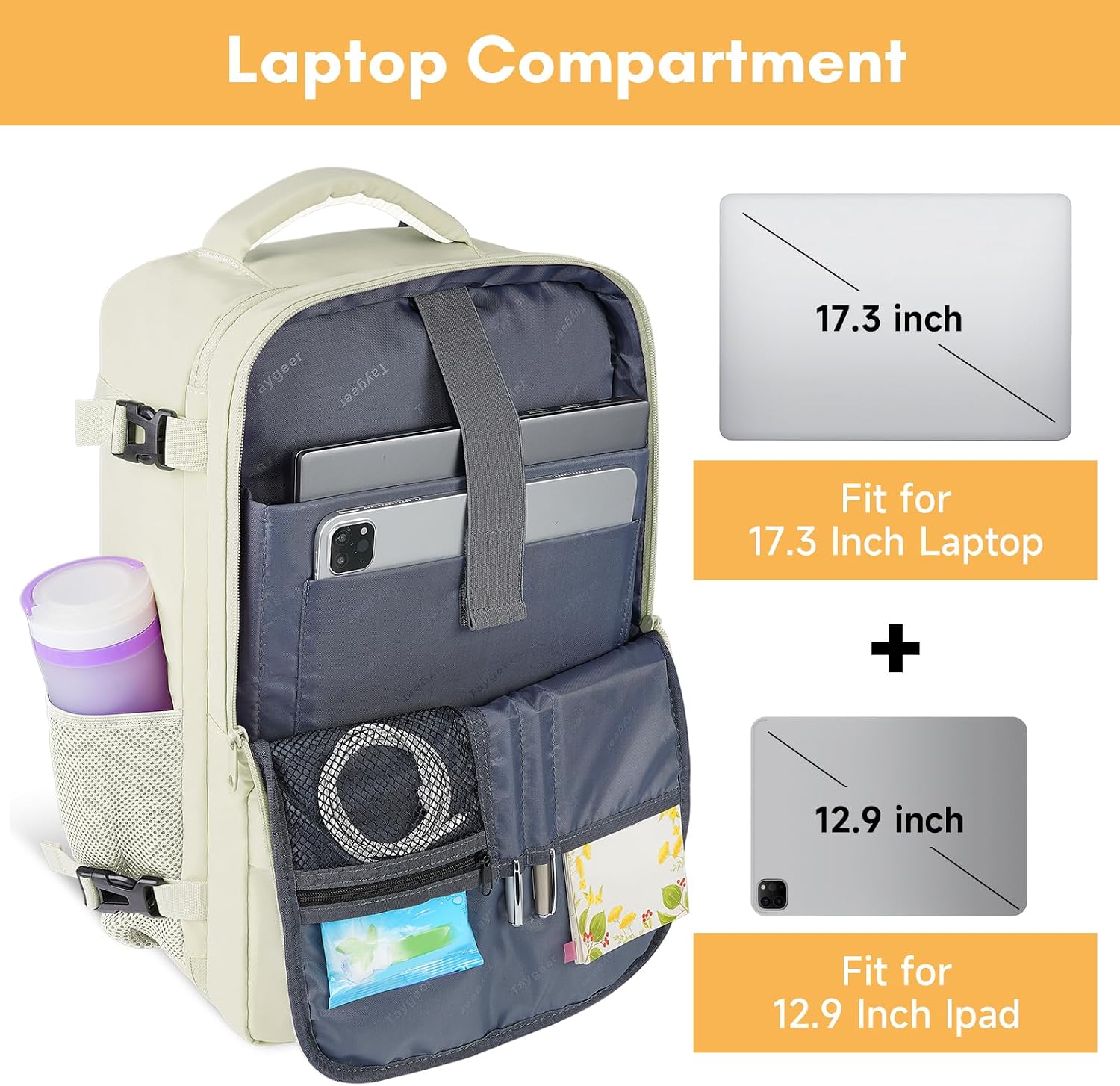 Taygeer - Mochila de viaje para mujeres, mochila de cabina con puerto de carga USB y bolsa para zapatos, mochila TSA para laptop de 15.6 pulgadas aprobada para vuelos, bolsa de enfermera, mochila | 15.6inch Laptop Mochila with Water Bottle Pocket & Shoe P