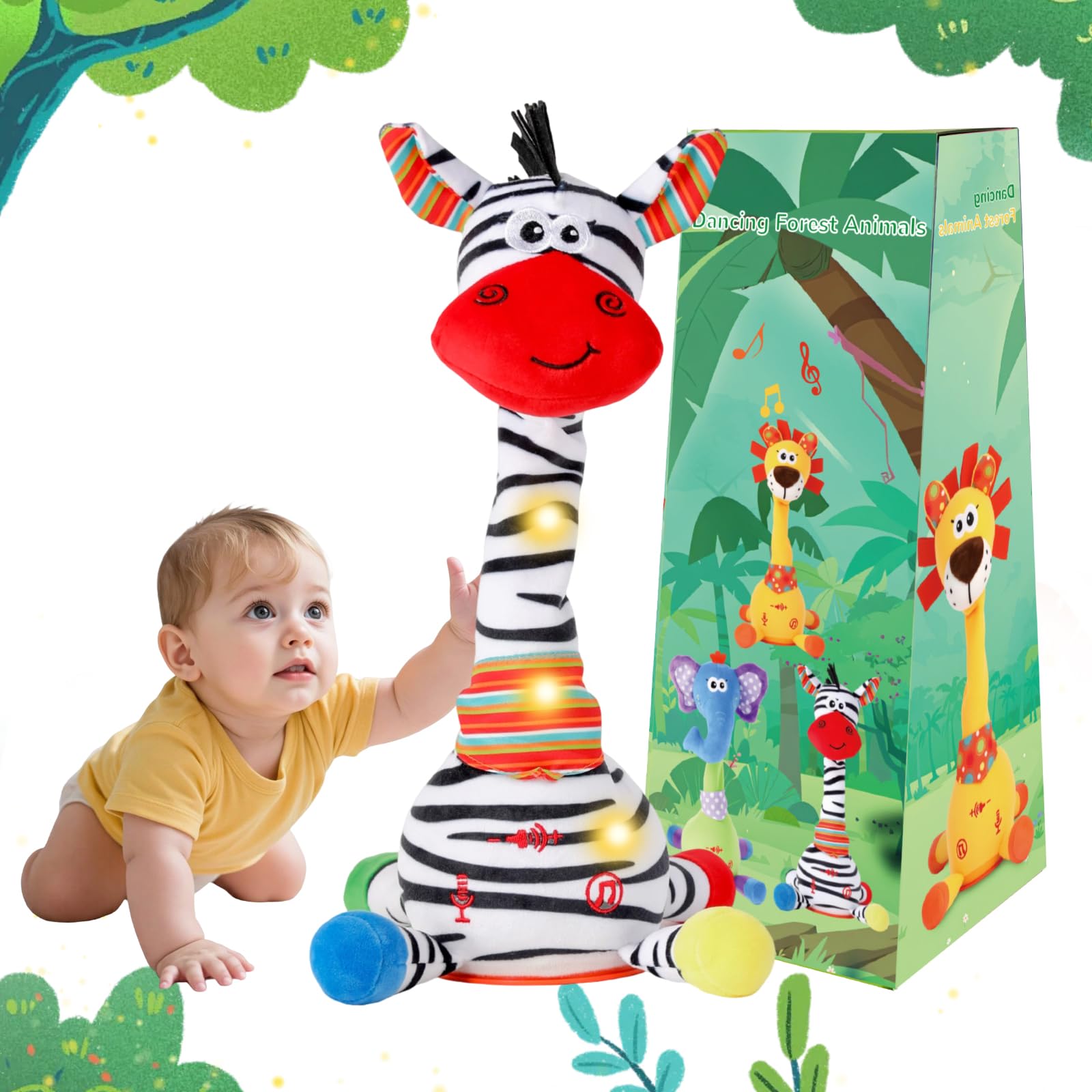 Cactus bailarín parlante - Repite lo que dices graba juguete para bebé | Bebé cantando grabación, imitando, repite lo que dices, musical interactivo, para niños y niñas de 1 año