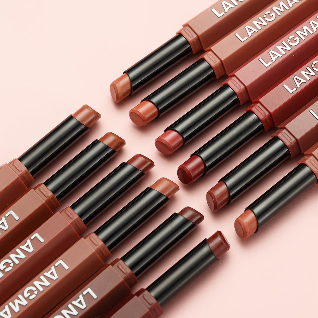 BestLand 12Pcs Matte Liquid Lipstick + Lip Liner Pens Set, Velvety Nude Lip Stain Waterproof Long Wear Makeup Gift Set