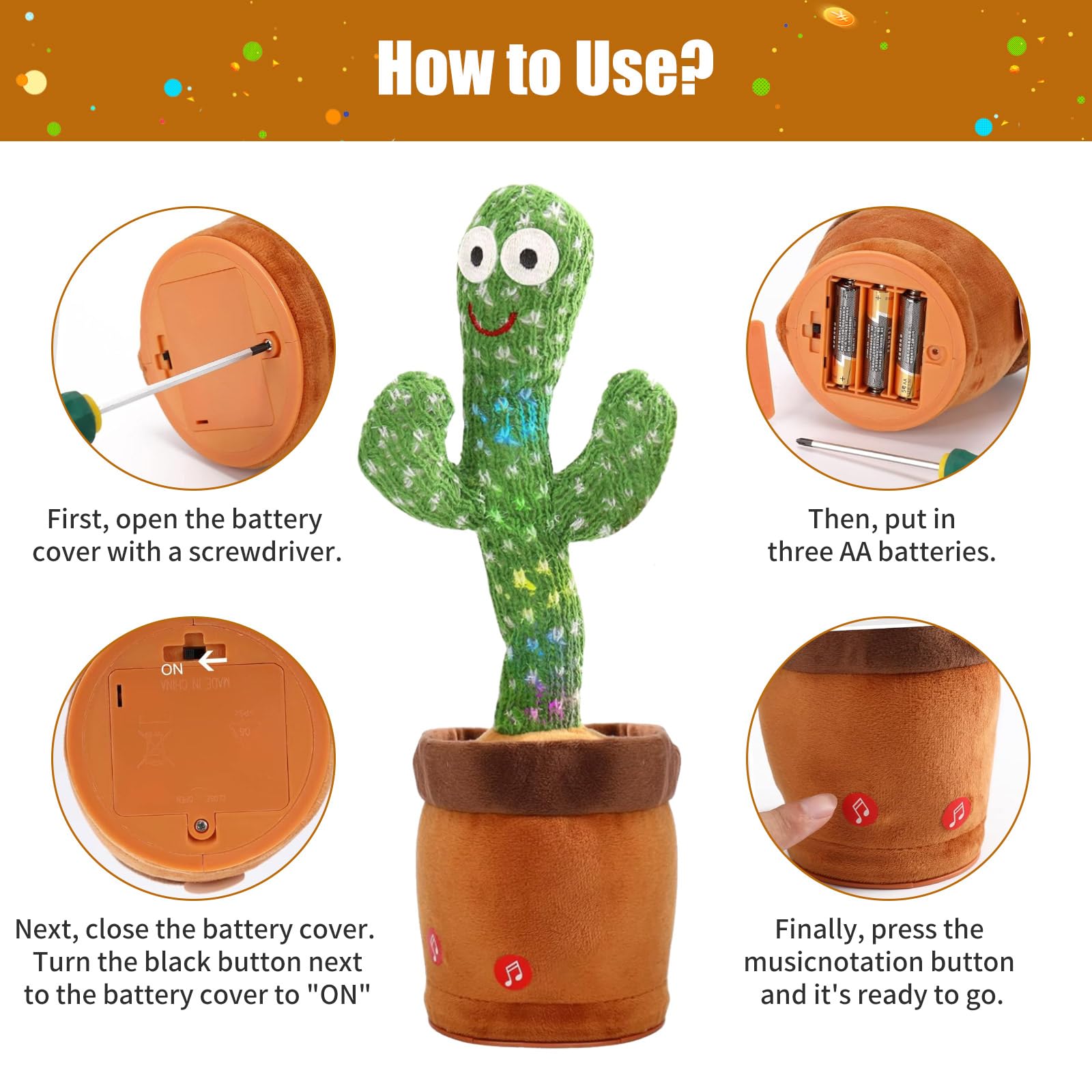 Cactus bailarín parlante - Repite lo que dices graba juguete para bebé | Bebé cantando grabación, imitando, repite lo que dices, musical interactivo, para niños y niñas de 1 año