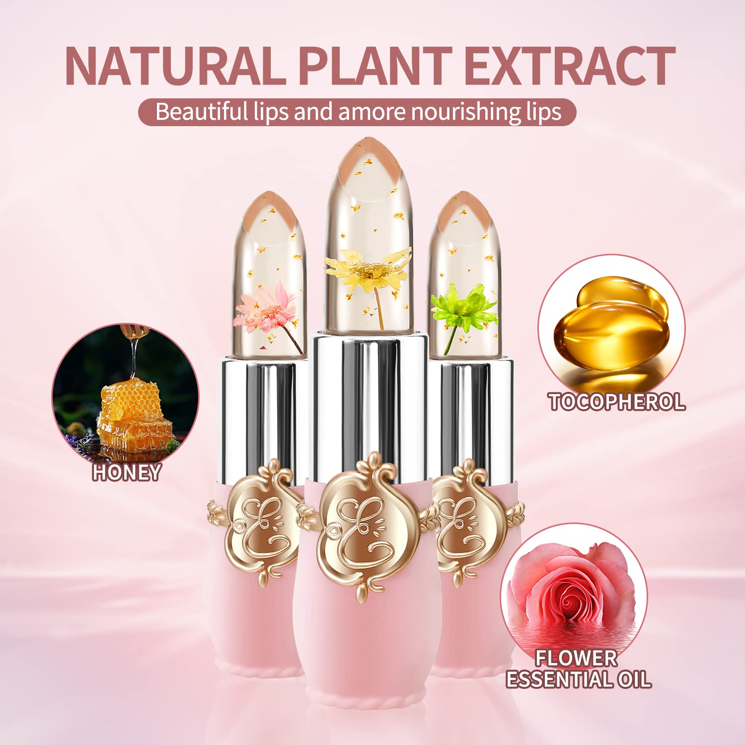 KAILIJUMEI Humectante de labios cuidado Surplus Bright Flower lápiz labial de jalea, Jelly