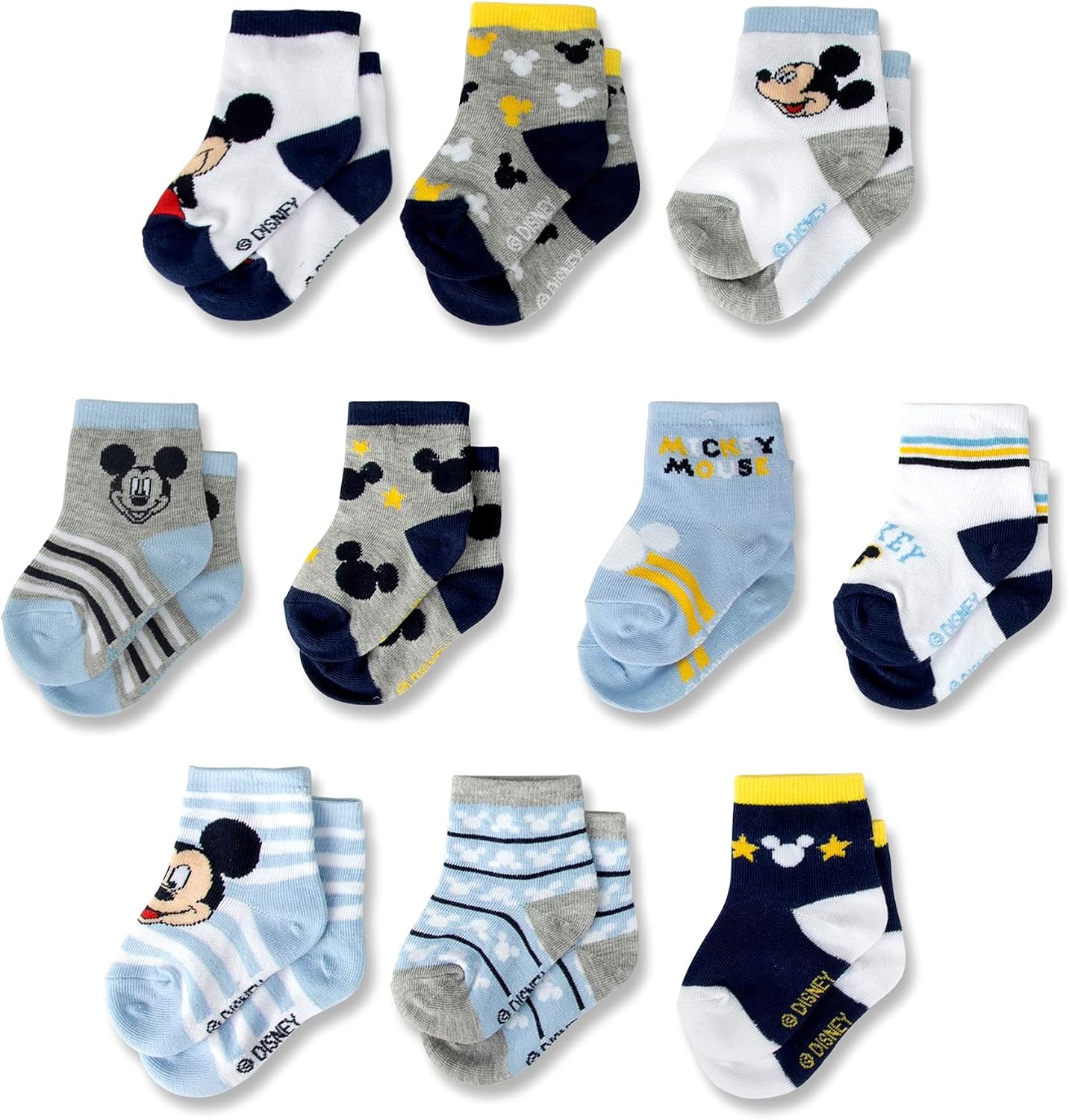 Disney baby-boys Baby Girls & Boys Minnie Mouse, Mickey Mouse, Baby Shark, Justice League 10-pack Infant Sock 0-24 Months
