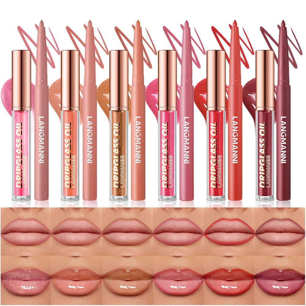 BestLand 12Pcs Matte Liquid Lipstick + Lip Liner Pens Set, Velvety Nude Lip Stain Waterproof Long Wear Makeup Gift Set