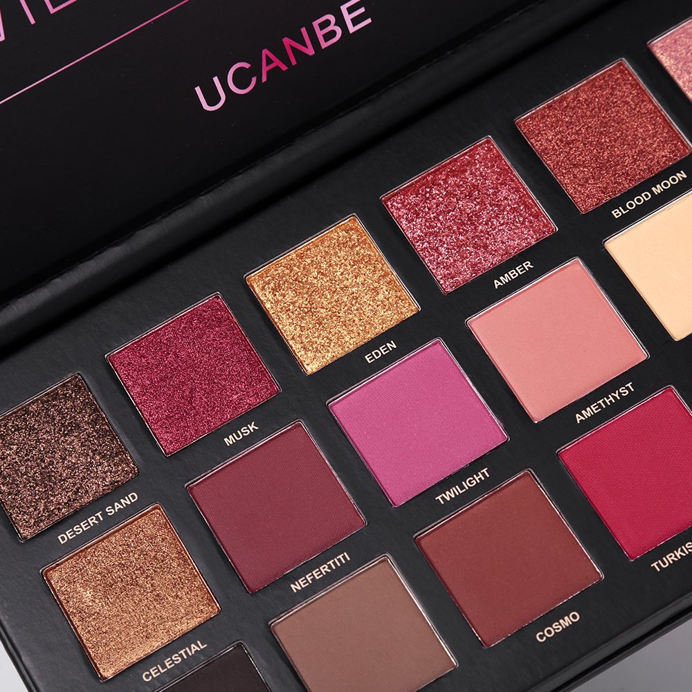 UCANBE Kit de paleta de sombra de ojos profesional de 18 colores con aroma desnudo, larga duración, multi brillo reflectante mate con brillo prensado, perlas de sombra de ojos, maquillaje en polvo