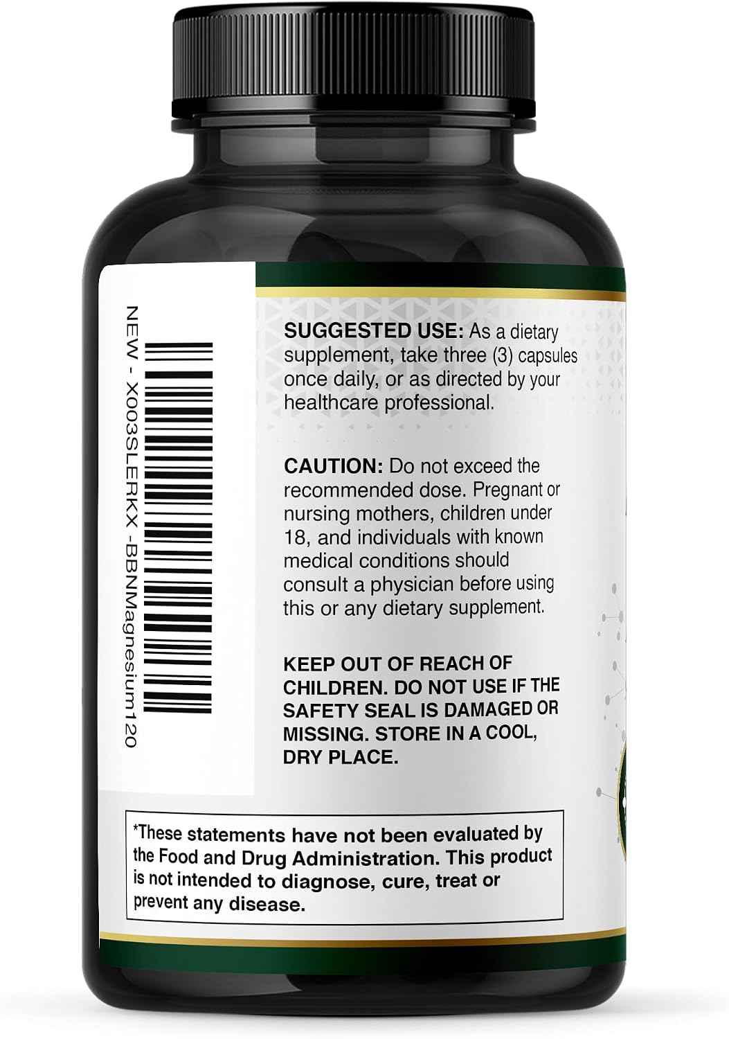 Built By Nature Complejo de magnesio de 500 mg, 120 cápsulas 12 formas de magnesio, glicinato, citrato, malato, óxido, quelado para absorción, músculo, nervio, corazón y apoyo para dormir