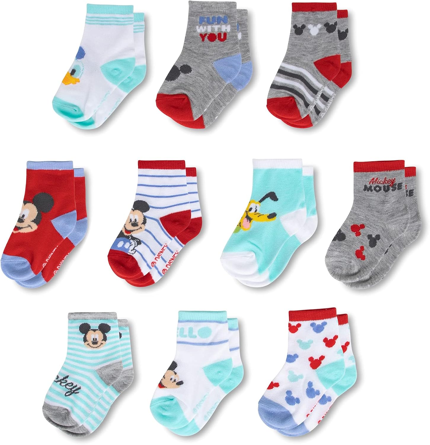Disney baby-boys Baby Girls & Boys Minnie Mouse, Mickey Mouse, Baby Shark, Justice League 10-pack Infant Sock 0-24 Months