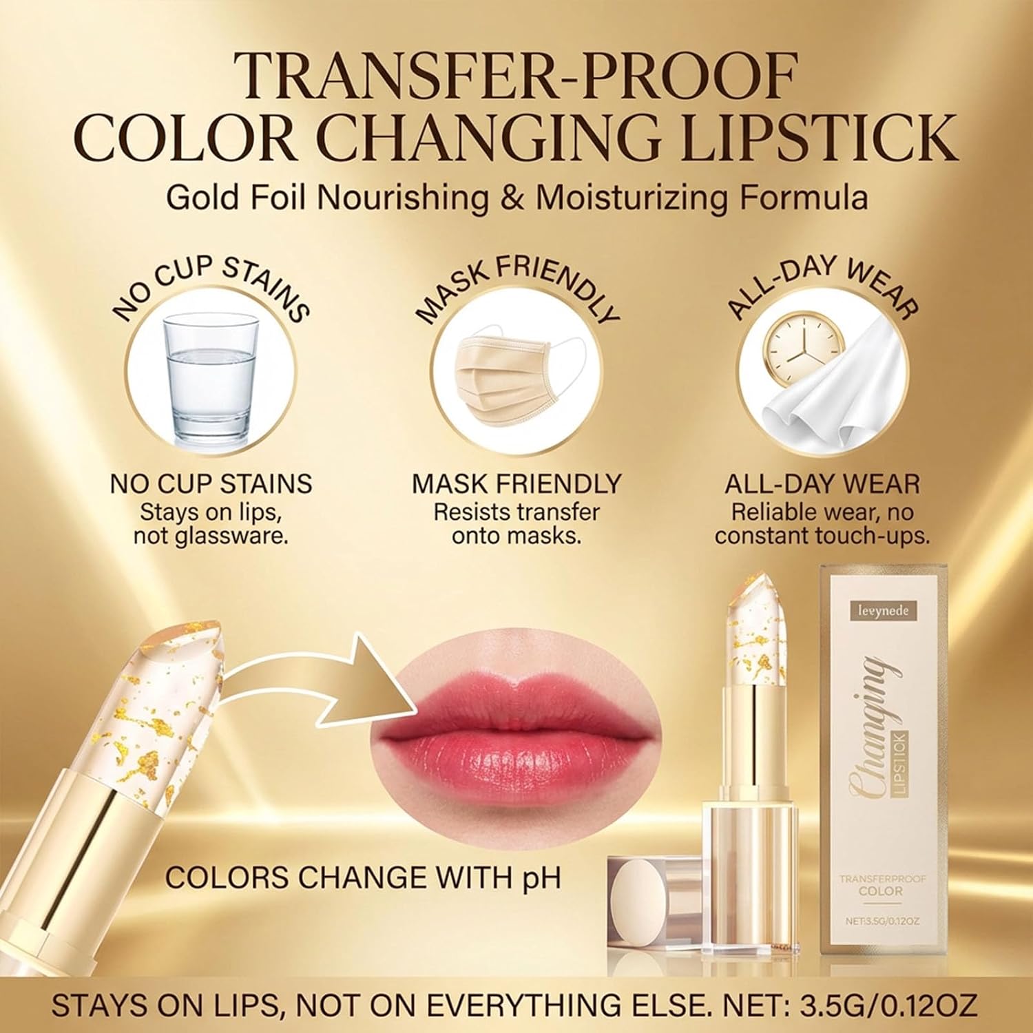 Lápiz labial que cambia de color, lápiz labial Ph que cambia de color de larga duración (1 unidad) | Brillo de labios hidratante de larga duración, fórmula hidratante y no pegajosa, adecuada para todos los tonos de piel