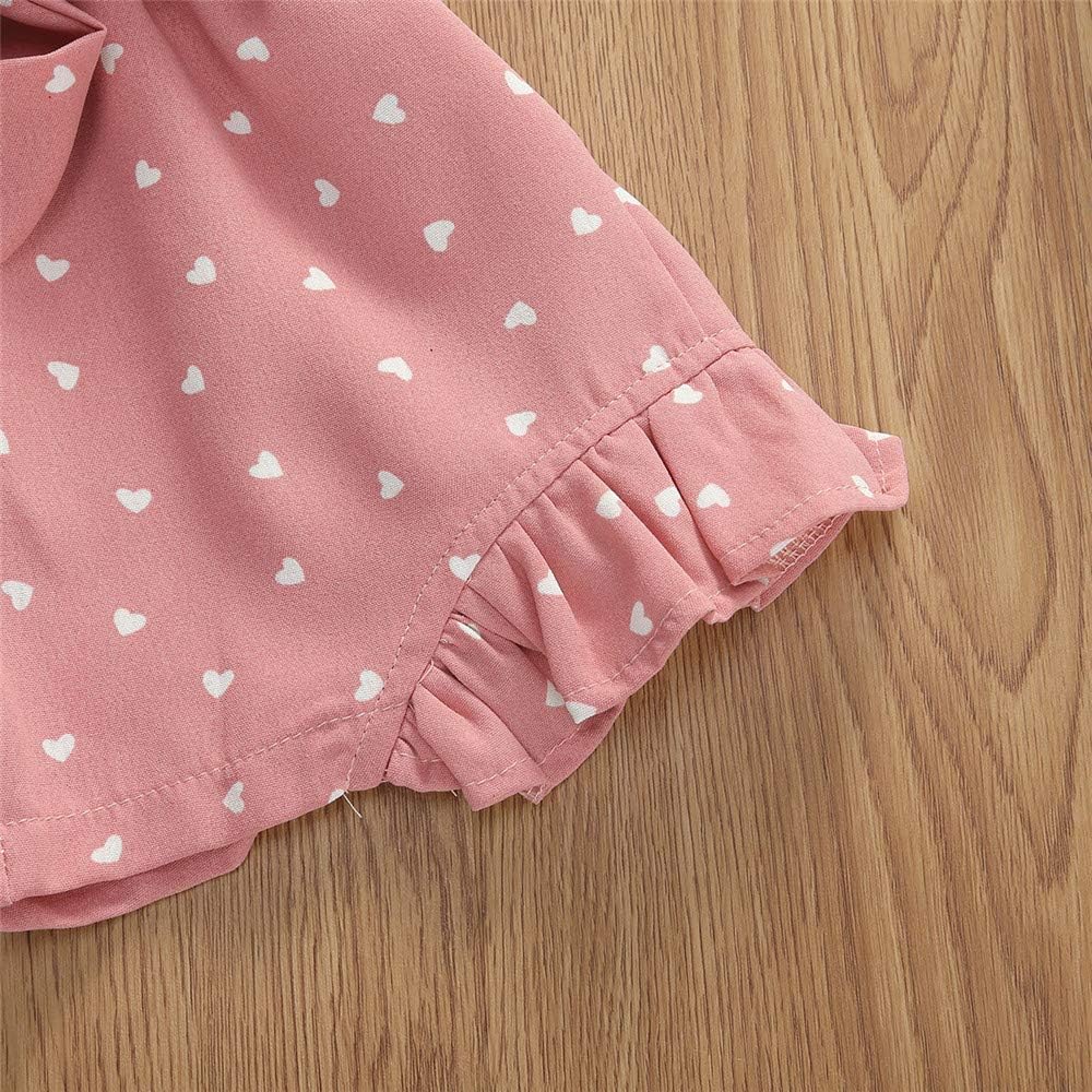Toddler Baby Girl Heart Print Suspender Romper Jumpsuit Playsuit Holiday Clothes Kids Summer Outfit