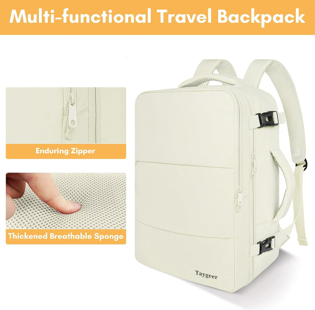 Taygeer - Mochila de viaje para mujeres, mochila de cabina con puerto de carga USB y bolsa para zapatos, mochila TSA para laptop de 15.6 pulgadas aprobada para vuelos, bolsa de enfermera, mochila | 15.6inch Laptop Mochila with Water Bottle Pocket & Shoe P