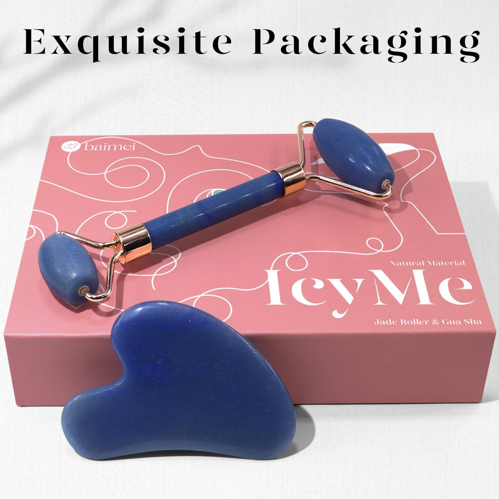 BAIMEI IcyMe - Rodillo de jade y Gua Sha, rodillo facial para reducir el enrojecimiento de la piel, cuidado personal para hombres y mujeres, masajeador para cara, ojos, cuello, alivia líneas finas y | Cooling Face Roller for Lymphatic Massage,Sculpting To